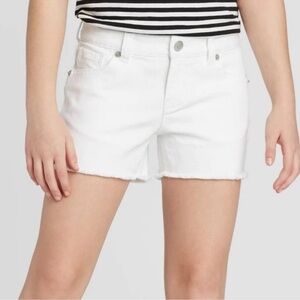 Cat & Jack White Denim Frayed-Hem Shorts